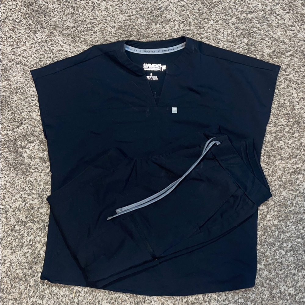 Black Scrub Top and Pants Set